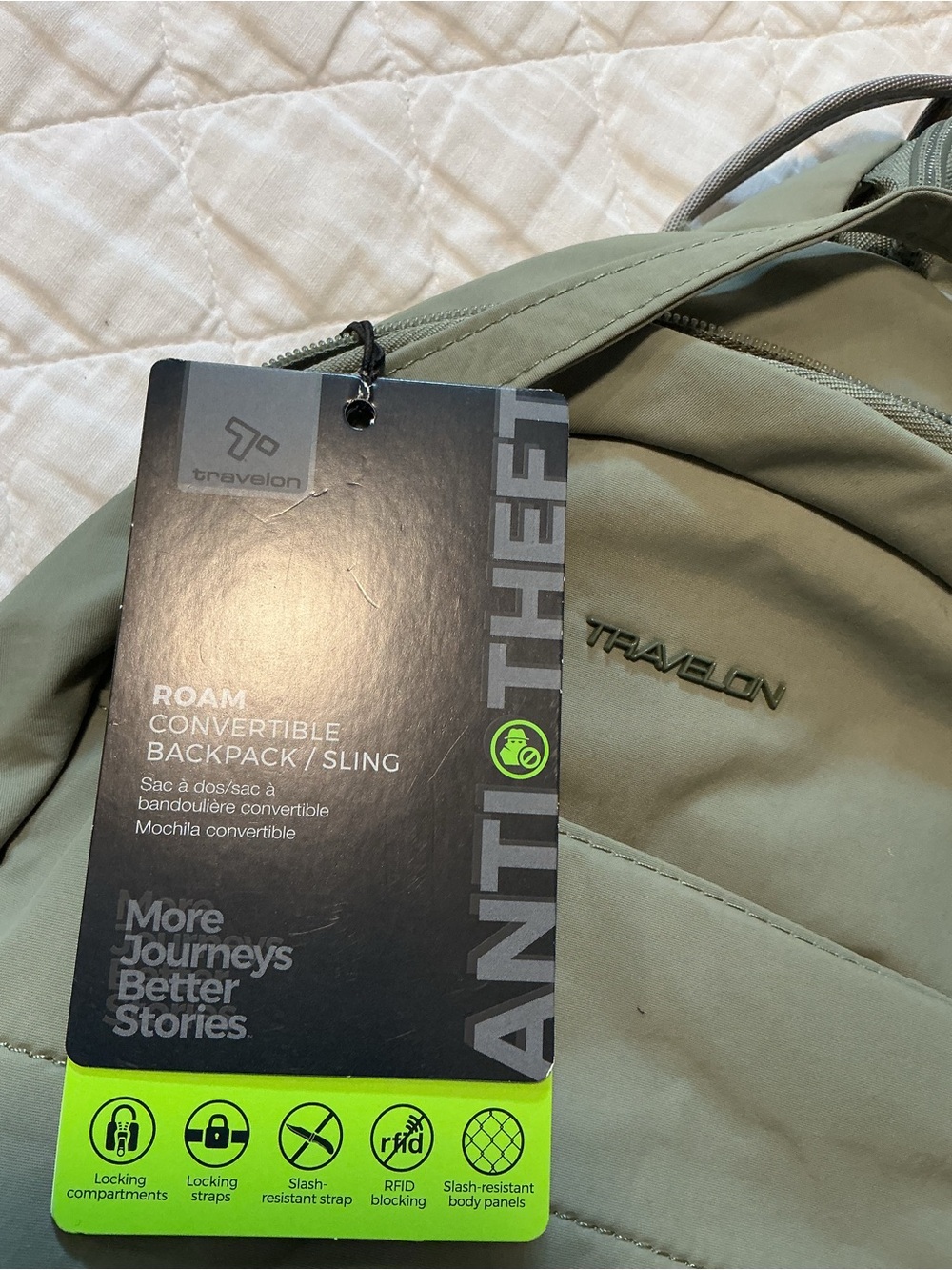 NWT Travelon Roam Anti-theft Convertible Backpack/Sling - Picture 4 of 9